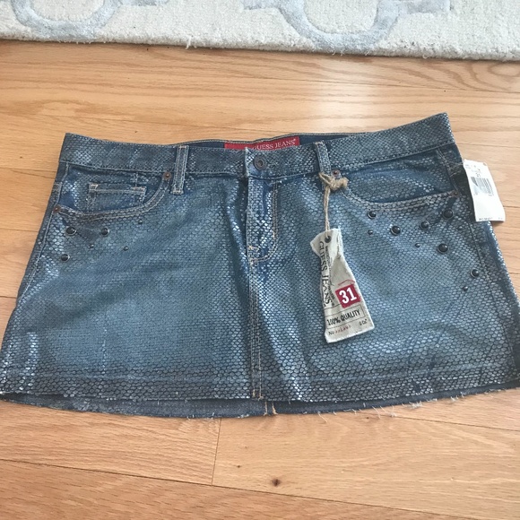 Guess Denim Mini Skirt with Studs - Denim size 31 - Picture 1 of 4